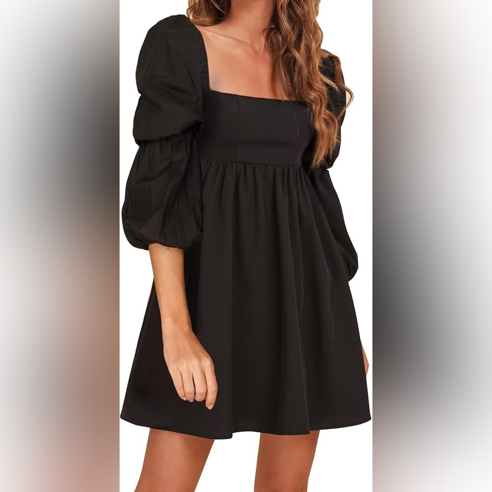 EXLURA black long sleeve baby doll dress, size XS, extra small, mini dress